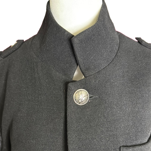 Philipp Plein Homme Men’s Black Wool Winter Coat Featuring 100% Leather Sleeves - Picture 13 of 16